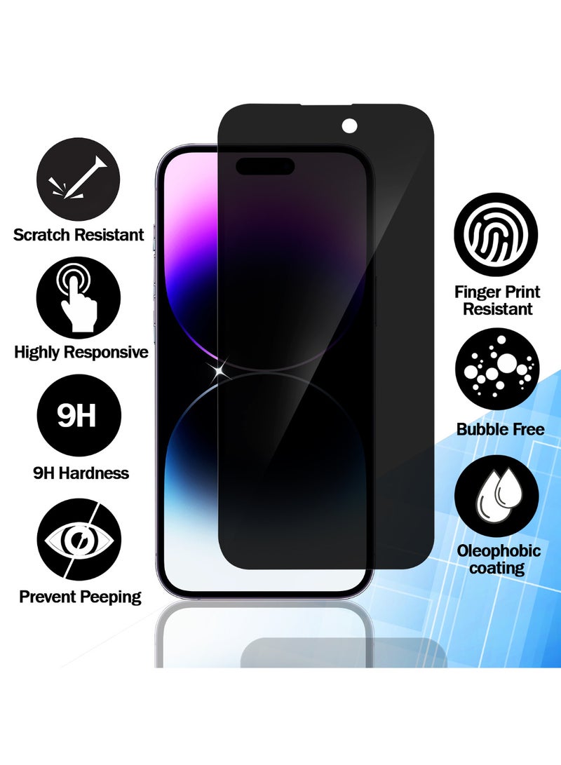 RKINC Screen Protector [2-Pack] for iPhone 14 Pro 6.1-Inch, Privacy Tempered Glass Film Screen Protector, [Anti Spy][LifetimeWarranty][Anti-Scratch][Bubble-Free] - Image 2